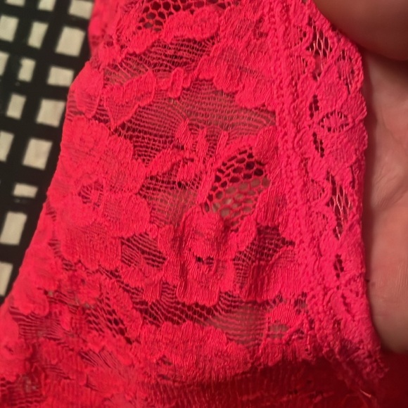 Anthropologie Hot Pink Lace one piece w/snap closure Size Large - Picture 7 of 9